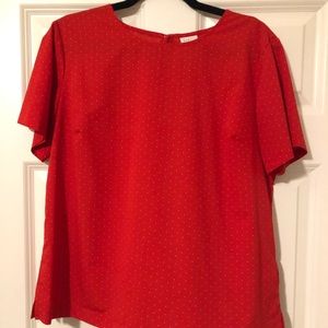 Red Polka Dot Short Sleeve Blouse